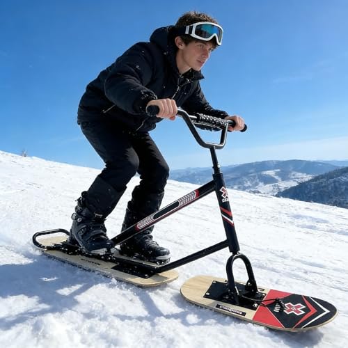 Trottinette à neige pour débutants, avec direction à 360° et capacité de 150 kg, motoneige tout-terrain avec cadre renforcé