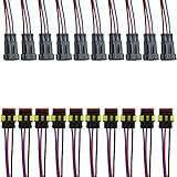 ESUPPORT 3 Pin Way Car Auto Waterproof Electrical Connector Plug Socket Kit with Wire AWG Gauge Marine Pack of 10
