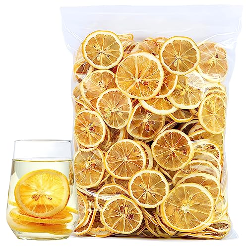 JTEDZI Dried Lemon Slices, 8.81oz/250g, 120+ Slices, Dehydrated Lemon Wheels for Cocktail Garnish, Cake Decoration, Crafts Decor, No Sugar Added, Vegan & Kosher