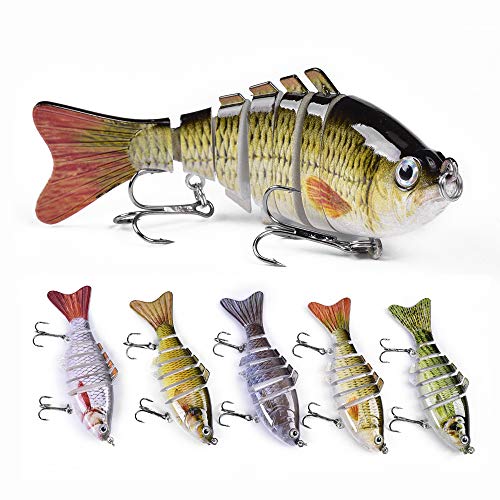 watalure Bass Fishing Lure 6 Segment Lifelike Multi Jointed Swimbait Slow Sinking Glidebait for Bass Trout Freshwater Saltwater (5pcs-Set2) - Thumbnail 5