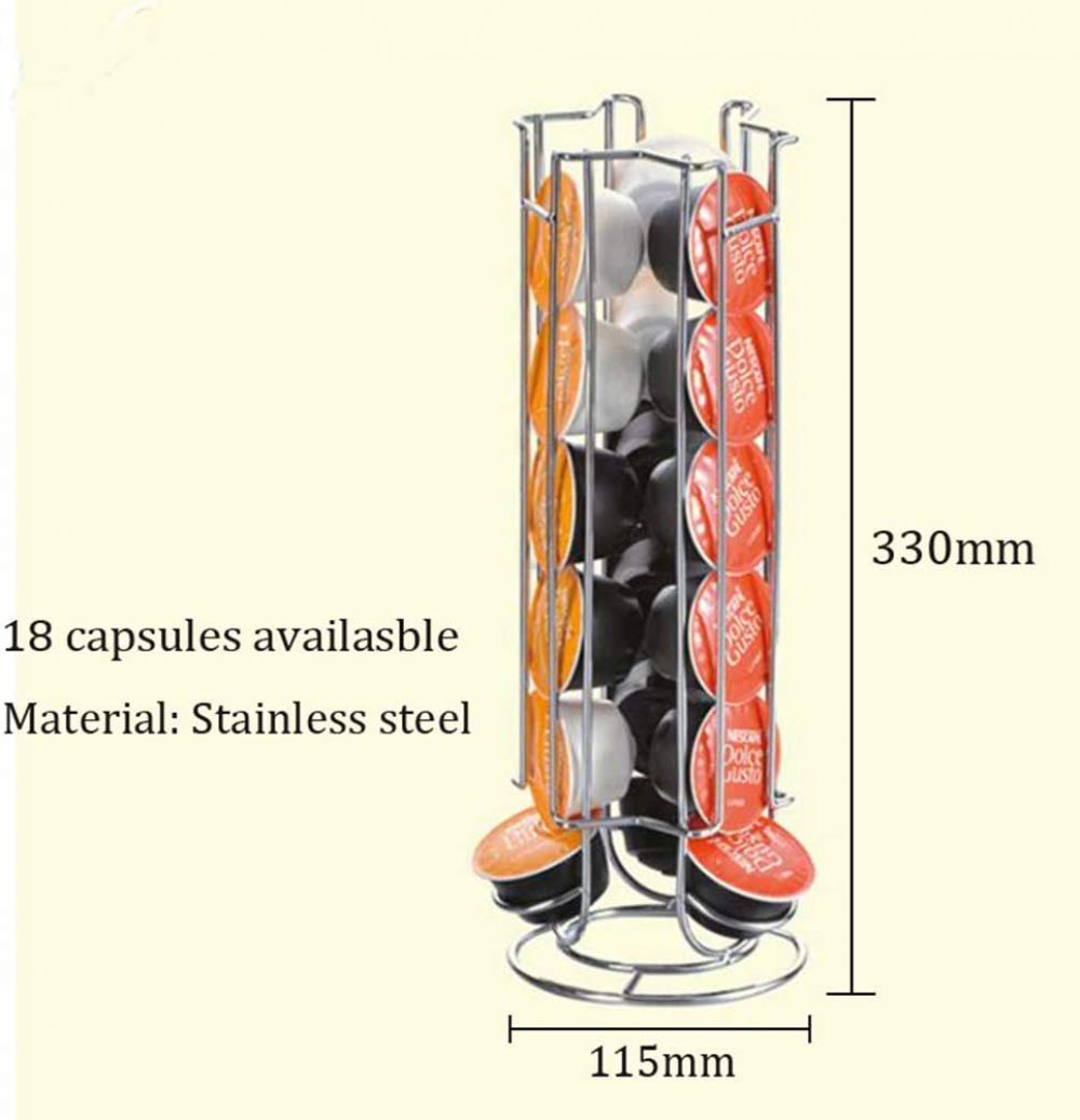 Soporte para cápsulas de café de metal de alta calidad, soporte cromado para torre, soporte para almacenamiento de cápsulas de café para cápsulas Dolce Gusto de 18 piezas,