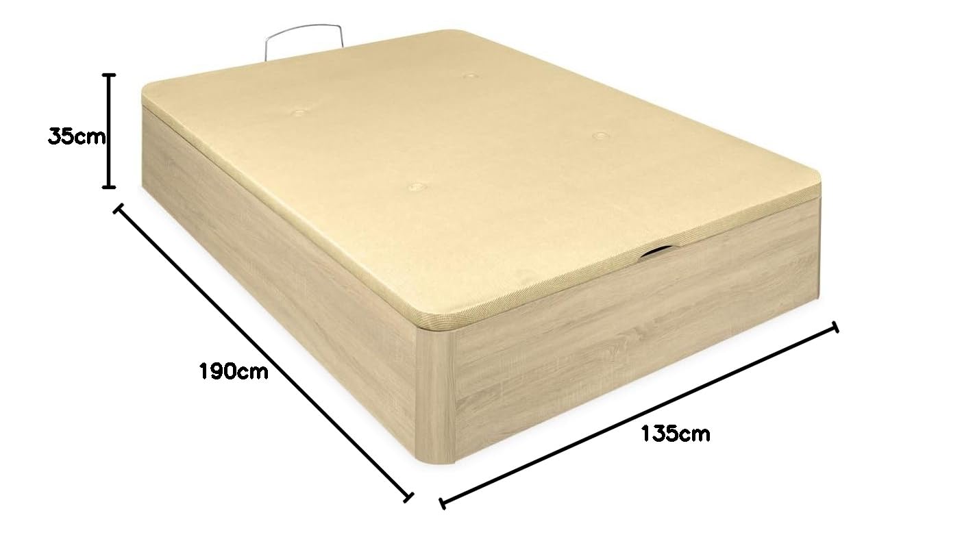 Somnia - Canapé Abatible Súper Reforzado Gran Capacidad con Tapa Transpirable, Esquinas Redondeadas, 135 x 190, Cambria