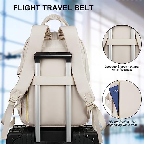 Image of Girls Laptop Backpacks 15.6 Inch,Large Capacity School Bag College Backpack with USB Charging Port,Fashion Bookbags Computer Bag for Teens Students,Off-white