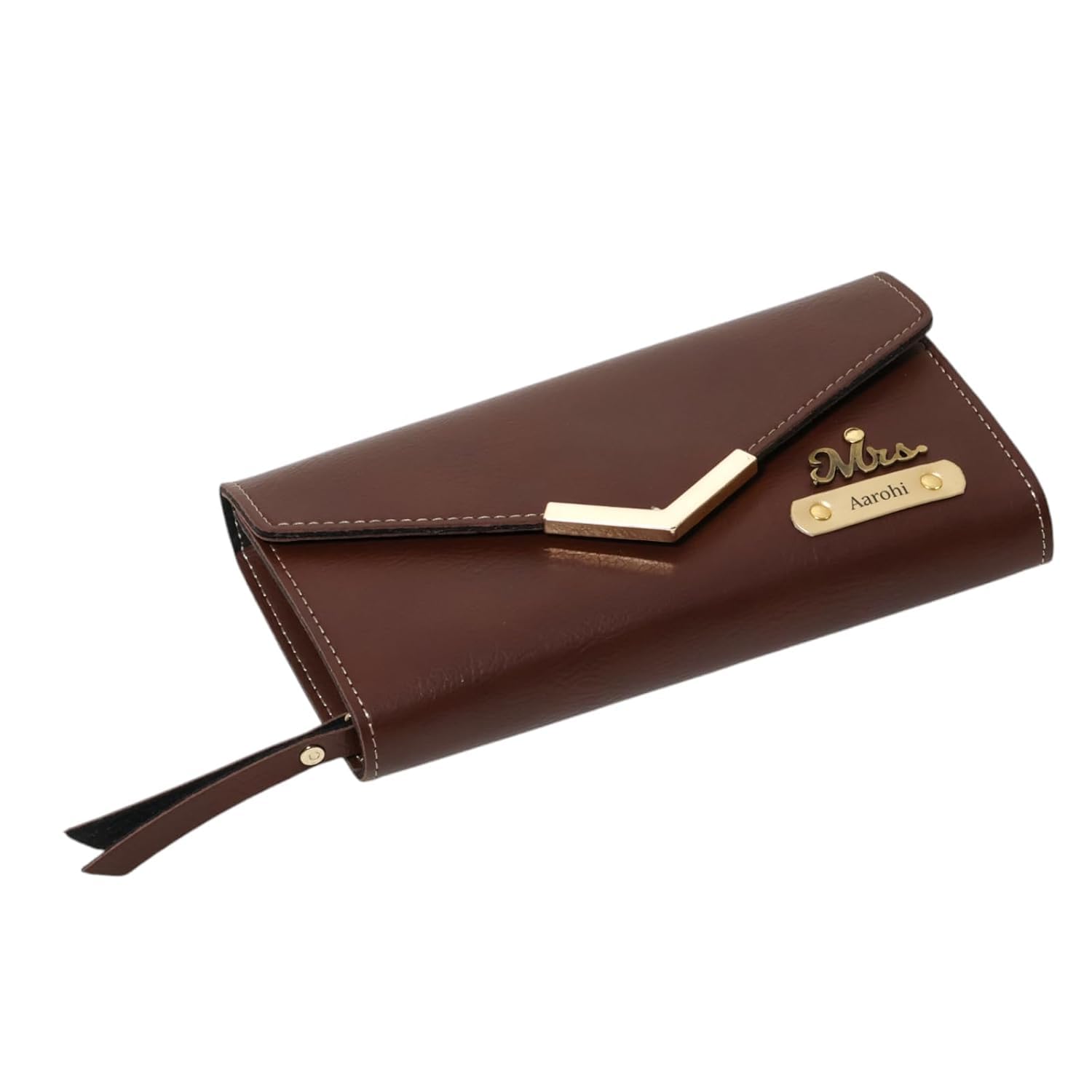 kleidart gifts Women's Faux Leather 3-Fold Tri-fold Clutch Wallet, Personalised Name and Charm, 9 Card Slots (Brown)-picture-17
