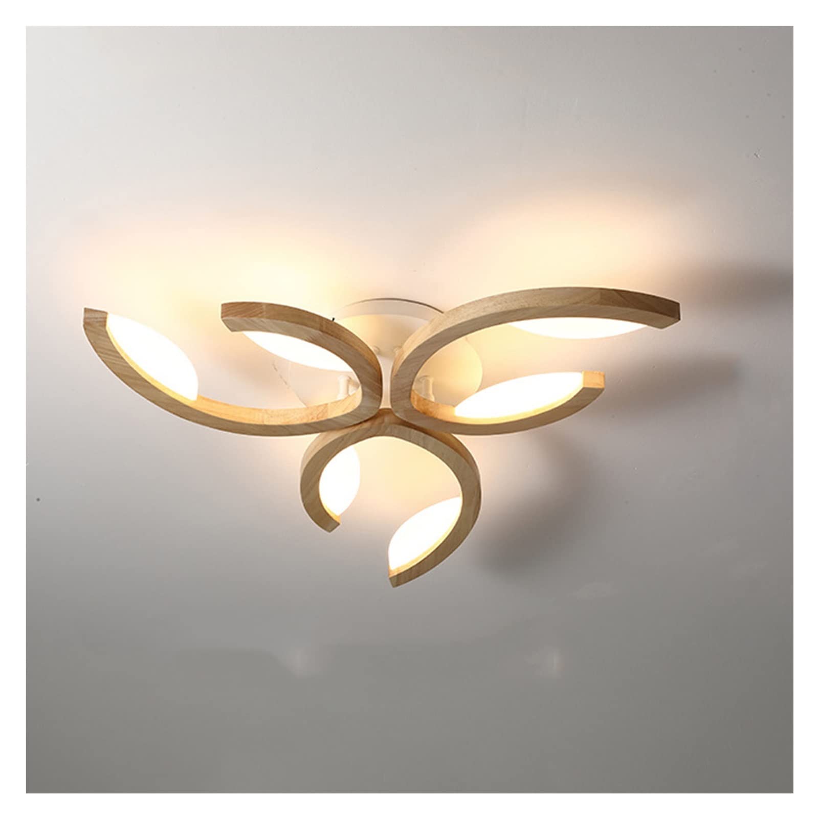 HWSY Ceiling Light Fixture Led Wooden Ceiling Light Flower Sdimmable Living Room Lamp Modern Ceiling Lamp Bedroom Ceiling Lighting Including Remote Control Acrylic Lampshade/White Light/3Head 24W