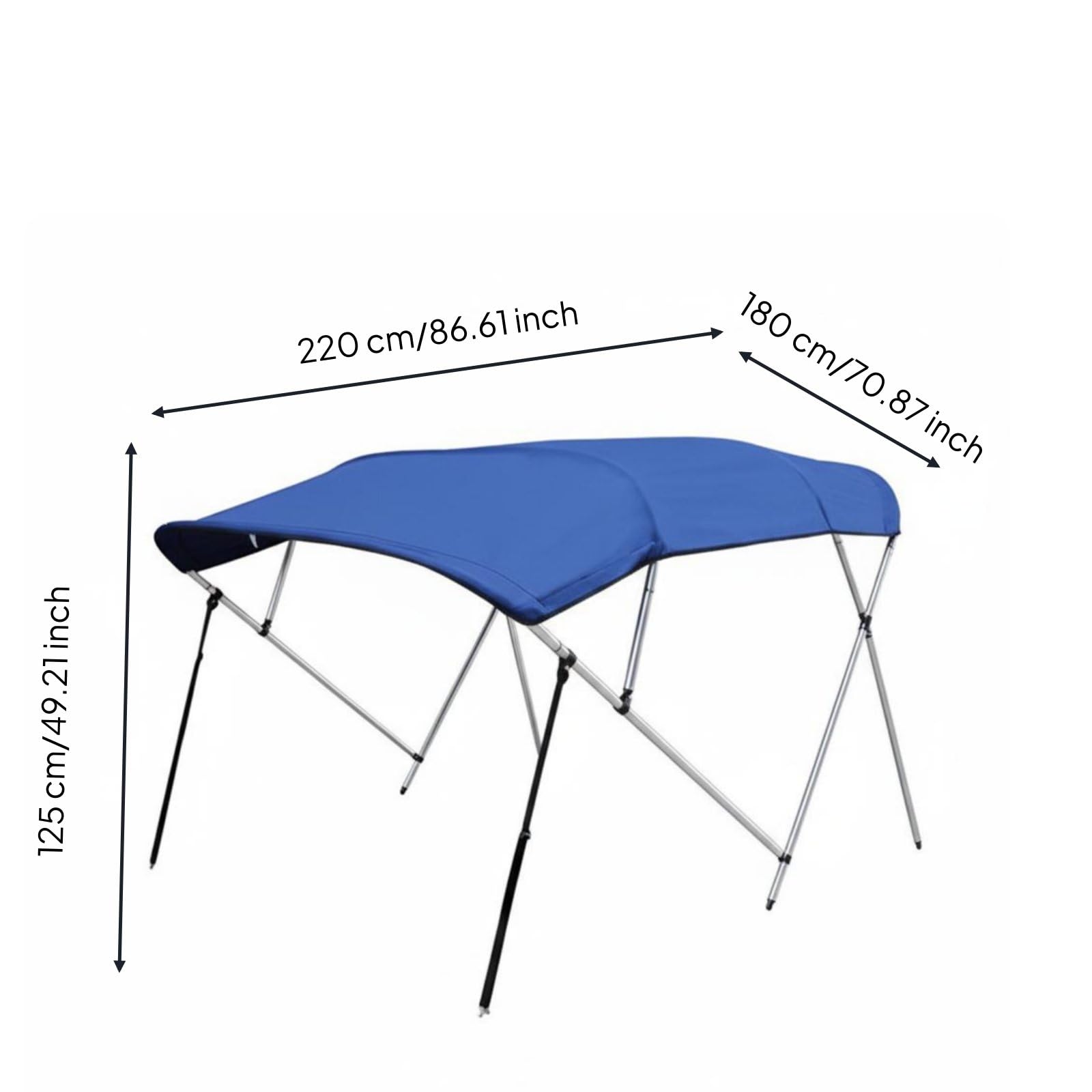 Tettuccio Barca Tendalino Copertura Parasole Bimini Top Oxford 600D Anti Sbiadimento con Telaio in Acciaio Inox 316 E Viti in Nylon a Serraggio, 4-Fascio