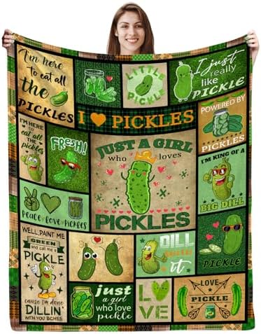 Pickle Blanket Gifts for Girl Women-Just A Girl Who Loves Pickles Throw Blanket Food Teen Kid Quilt Flannel Blankets for Bedding Sofa-50