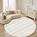 Nakagishi Round Rug Boho Area Rugs: 5x5 Washable Large Circle Neutral Soft Stain Resistant Non-Slip Carpet for Women Aged 25-45 Farmhouse Decor Enthusiasts - Living Room Bedroom Dining Room Nursery
