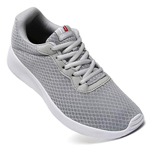 MAIITRIP Mens Gym Shoes,Athletic Running Shoes,Lightweight Breathable Mesh Casual Tennis Sports Workout Walking Sneakers,Grey,Size 9.5