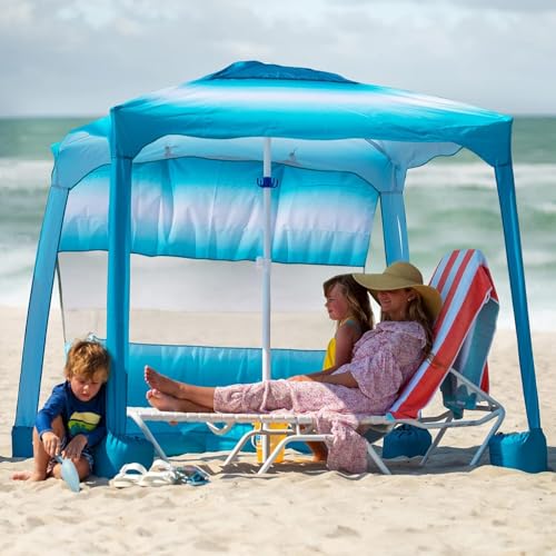 AMMSUN Beach Cabana with Sidewall, 6.5'ร6.5' Beach Canopy, Sky Blue by AMMSUN - Used condition - CA$53.18