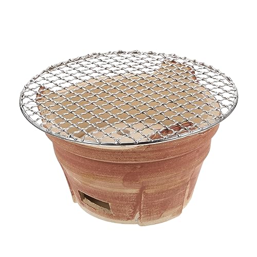HEMOTON 1 Juego mini parrilla barbacoas carbón de barbacoa rallar hornillo camping Herramienta de barbacoa quemador de carbón multiusos estufa portátil loza de barro Marrón Color Aleatorio