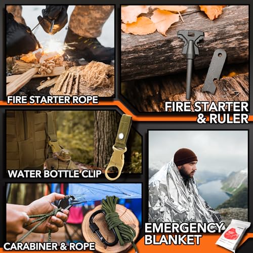 Dusor 21 in 1 Survival Kit Gifts for Men, Hunting Fishing Gifts for Dad Boyfriend, Survival Gear and Supplies, Fishing Gear and Equipment, Husband Camping Essentials, Gifts for Men Who Have Everything