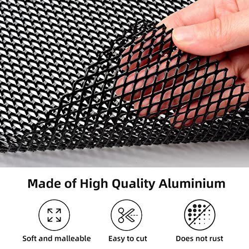 Image of AggAuto Universal 40 inchx13 inch Car Grill Mesh - 100x33cm Aluminum Alloy Automotive Grille Insert Bumper 5x10mm Rhombic Hole, One of the Most Multifunctional Shape Grids Black