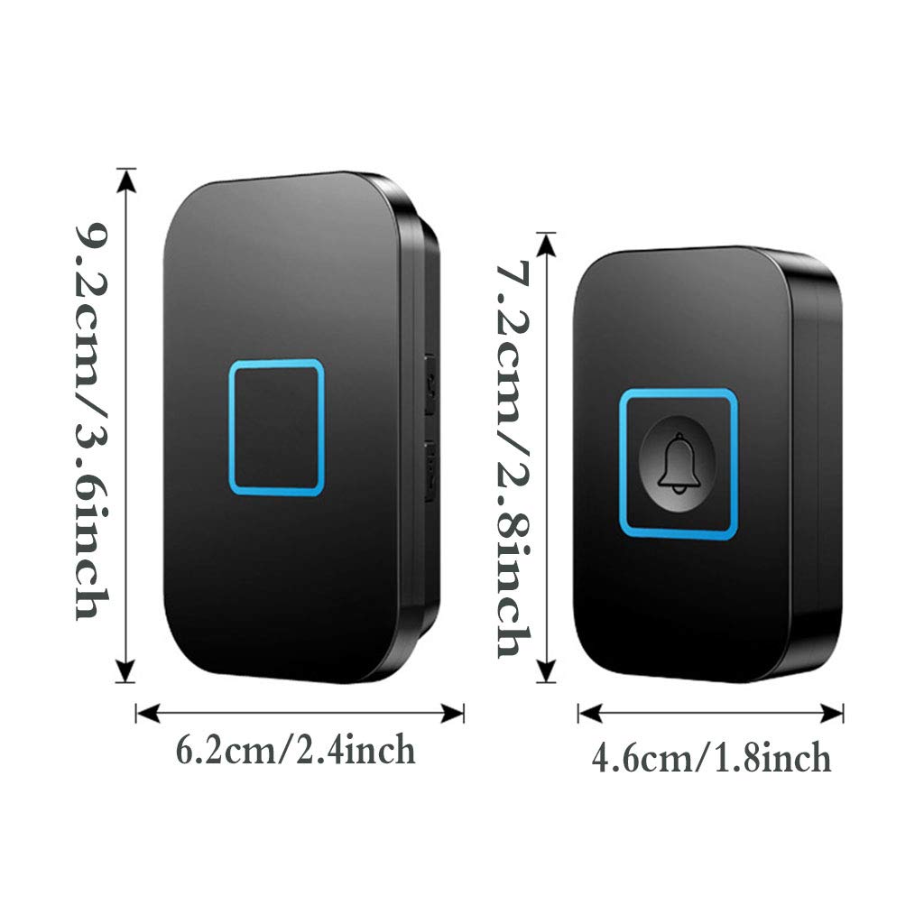 Plug-in deurbelkits, Pack de 5 sonnettes sans fil, portée de 300 mètres, 60 mélodies, noir et blanc(Black)