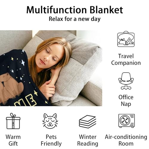 Custom Throw Blanket for Girls Boys - 40x50 Inches Crib Size - Soft Fluffy Cozy Blankets Gift - Black Cute Blanket Throws for Travel, Office