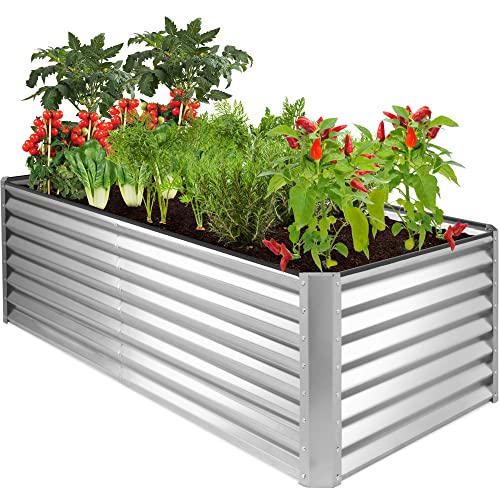 Best Choice Products 6x3x2ft Outdoor Metal Raised Garden Bed, Deep Root Box Planter for Vegetables, Flowers, Herbs, and Succulents w/ 269 Gallon Capacity - Silver