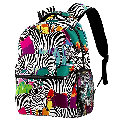 Sac à dos zèbre pour campus avec porte-bouteille enfants