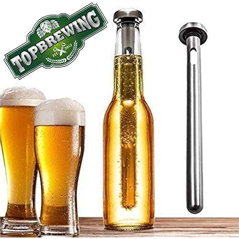 TopBrewing™ Beer Cooler Portable Chiller Sticks for Bottles (Pack of 2) ✰ Keep Your Beer & Cider Chill Ice Cold ✰ Stainless Steel Chilling Cooling Rods ✰ Cover