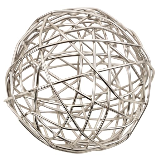 Set de 3 figuras decorativas geométricas de metal plateado miniatura 4