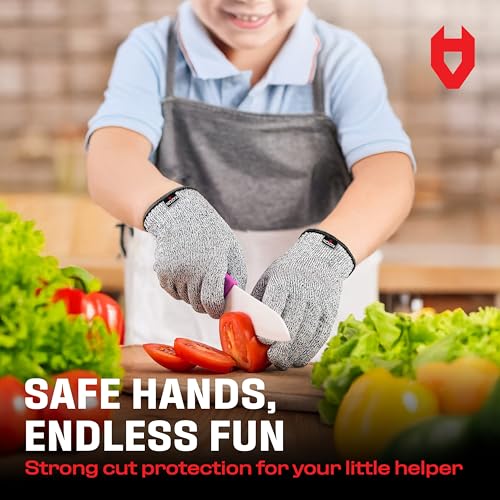 NoCry Gants résistants coupés pour les enfants, XXS (4-7 ans) - Niveau de performance élevé 5 Protection, qualité alimentaire. Ebook gratuit inclus!