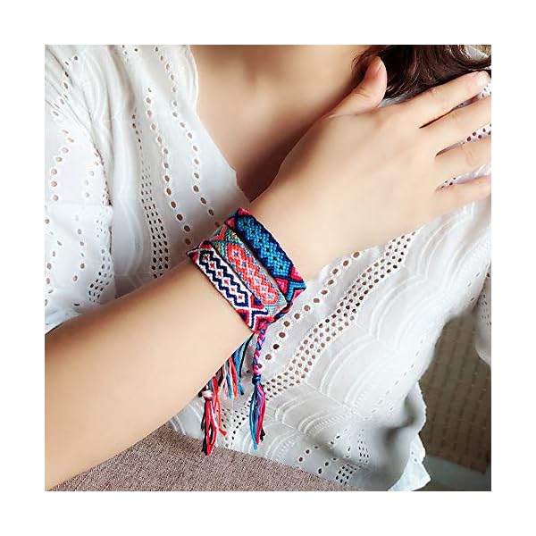 Tangser Nepal Woven Friendship Bracelets with a Sliding Knot Closure for Women, Kids, Girls, VSCO Girl and Men – Adjustable - Mix Color Random（Pack of 12）