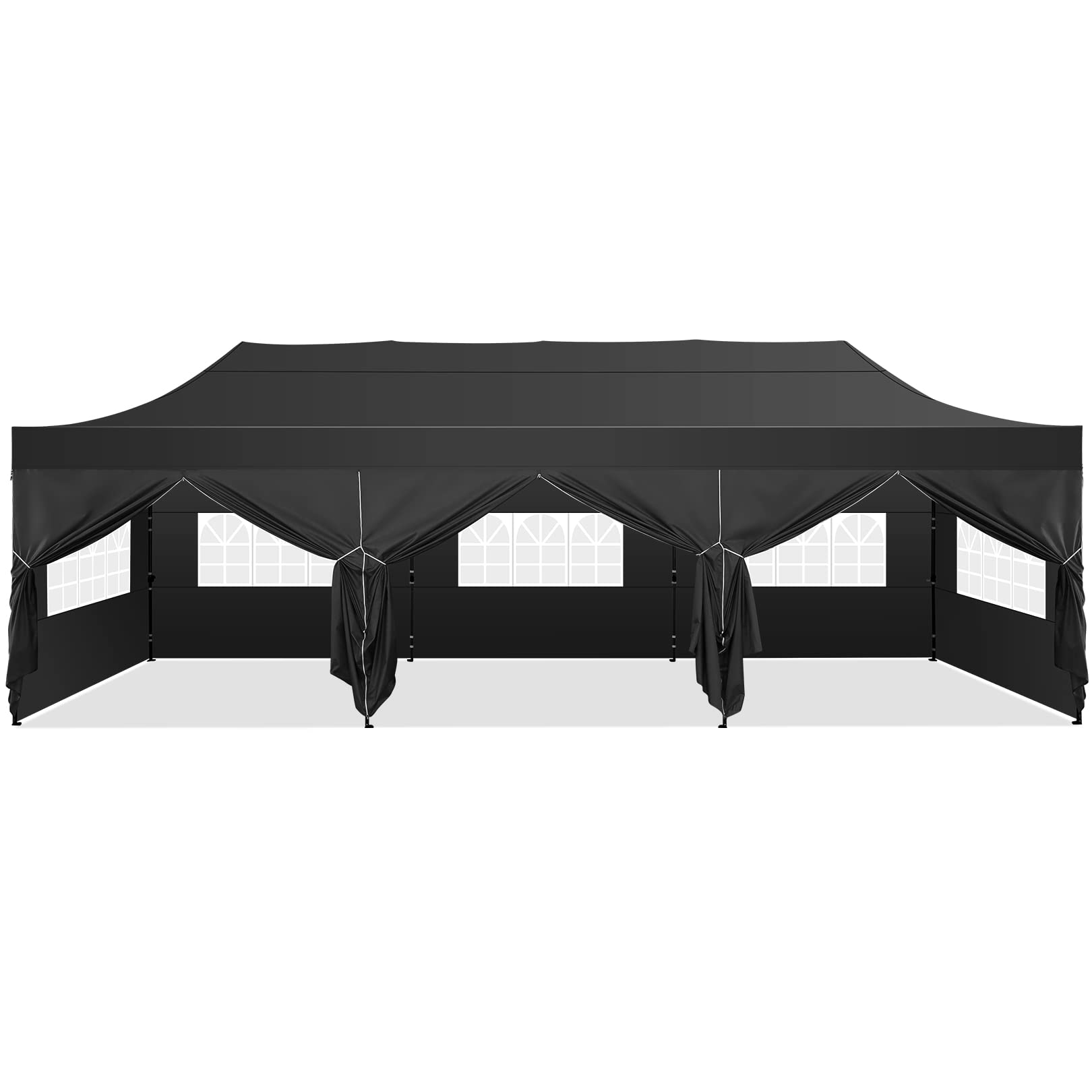 HOTEEL 10x30 Pop Up Canopy with 8 Sidewall (10 x 30 ft Black)