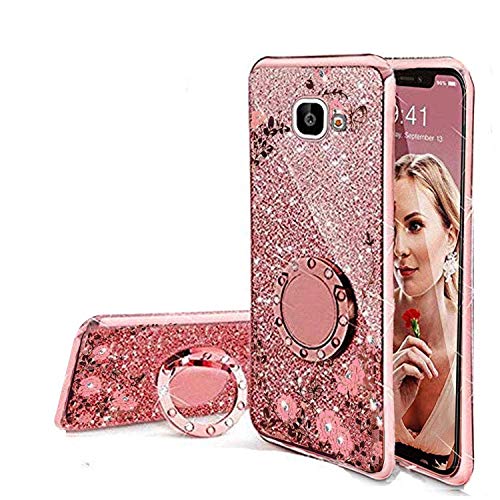KC Liquid Bling Glitter Star Transparent Soft Silicon Back Cover for Galaxy J7 Prime (SM-G610F) (Rose Gold)