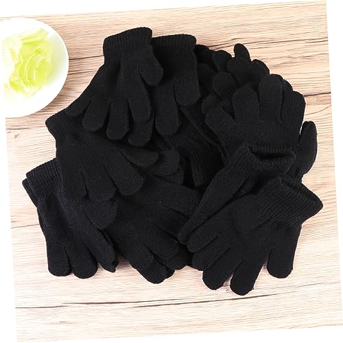 12Pair Warm Winter Knitted Gloves Stretchy Full Finger Mittens for Boys for Outdoor Activities Play Black3