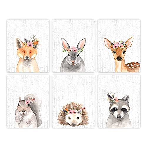 Image of Woodland Animals Nursery Wall Art Prints (Set of 6) - Unframed - 8x10s