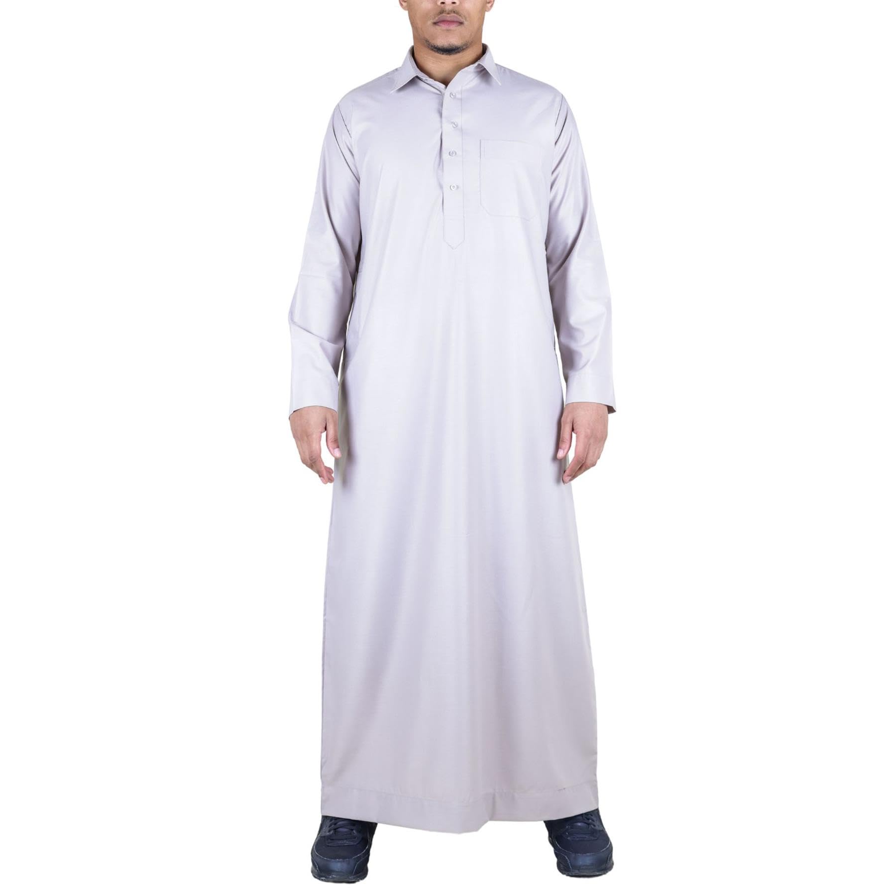 TruClothing Mens Thobe Jubba Turn Down Collar Islamic Muslim Cotton Kaftan Dress Robe Arabic - Cream XXL - 60