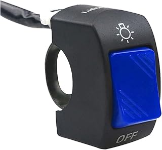 Motorcycle Switch For ATV Electronic Bike Scooter Motorbike 22mm ON/OFF Motorcycle Switch Push Button 12V Button Connector Handlebar Switch On Off Switch (Color : Blue)