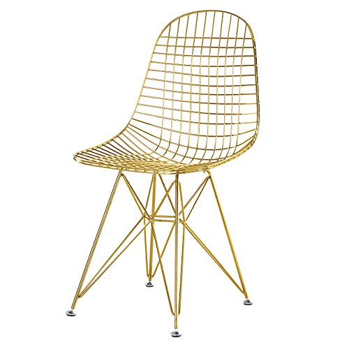 Wire Mesh Chair with Eiffel Base in Gold Finish