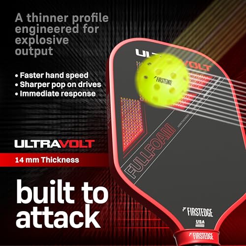 Image of UltraVolt Full Foam Core USAPA Approved Gen 4 | Japanese Toray T700 Carbon Fibre Pickle Ball Racket | Thermoformed | Pickleball Paddle Premium PU Racket Cover Included (14MM)