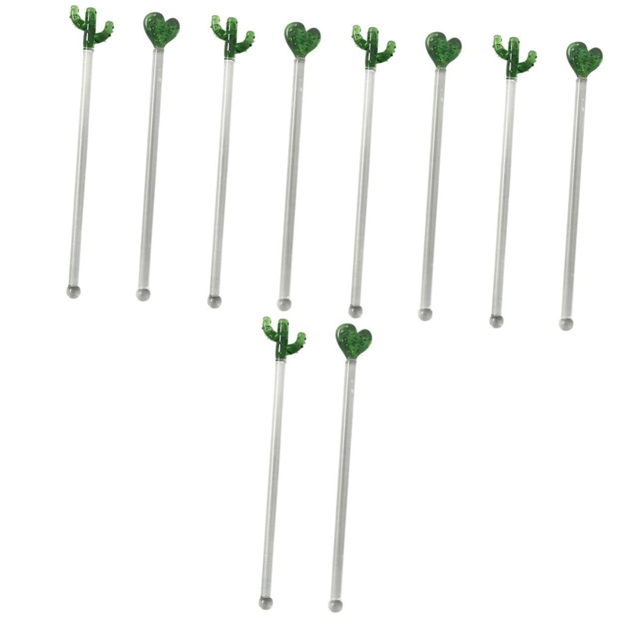 PRETYZOOM 5 Juegos Batidor De Cactus Agitadores De Bebidas Vaso De Bebida Cocteles Agitador De Cócteles Dispensador De Bebidas Aperitivo Grifo Transparent Vidrio Reutilizable 2 Piezas * 5