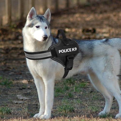 Image of Hurrypets No Pull Reflective Dog Harness with Handle, Black, XL | Personalised Adjustable, Breathable Mesh Padded Nylon K9 Chest Body Belt