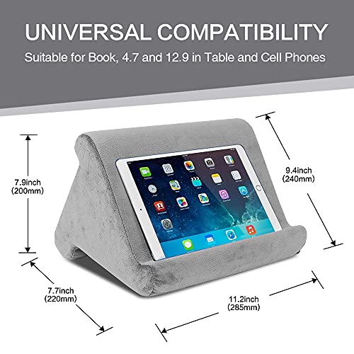 XOCOY Multi-Angle Soft Pillow Lap Stand, Tablet Stand Pillow, Book Couch Pillow Stand, Tablet Wedge Holder, Portable Triangle Tablet Stand for Tablets, eReaders, Smartphones, Books (Gray) - Image 8