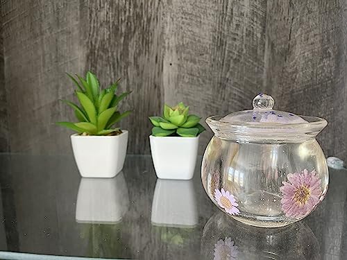Handcrafted Floral Epoxy Resin Storage Jars - Set of Two Transparent Decorative Containers - Image 5