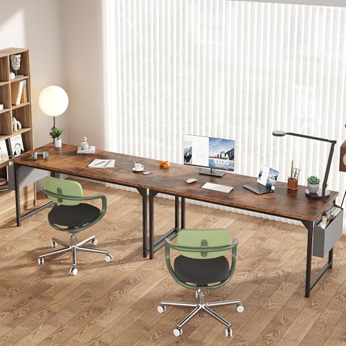 Image of OLIXIS Computer Desk, 63 Inch Gaming Desks for Home Office Small Spaces | Writing Study Craft Work Table, Computer Workstation for Bedroom with Storage Bag, Rustic Brown