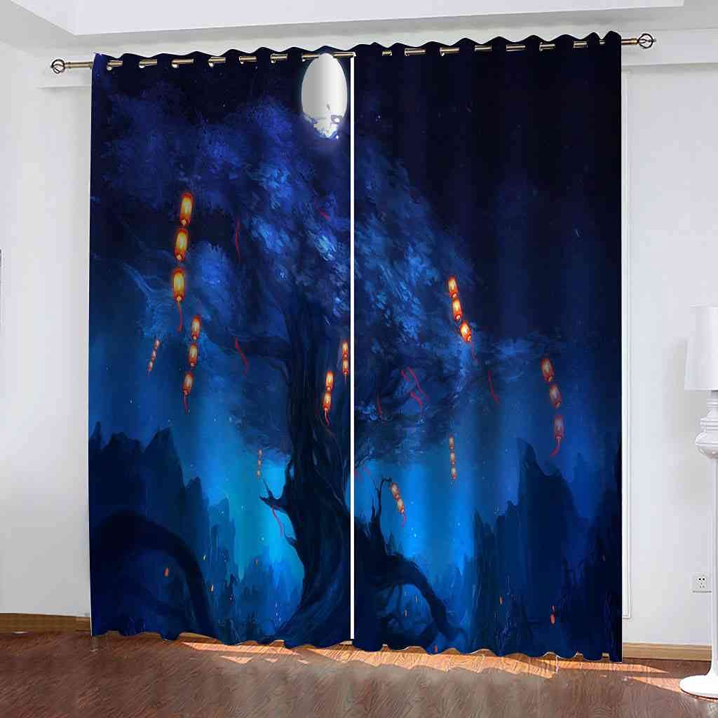 Rideau salon occultant moderne grand format avec oeillets design