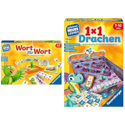 Ravensburger 24955 - Wort für Wort - Spielen und Lernen für Kinder & 24976-1x1 Drachen - Lernspiel für Kinder, Rechenspiel