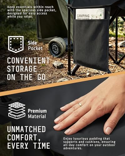 Voyager Folding Camping Chair 2-Pack, Lightweight with Pocket and Drinks Holder, Holds up to 120kg Each, Easy to Transport, Foldable Outdoor Chair Set -Black - 3