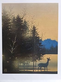 Amazon.co.jp: 千住博絵柄13種展開「鹿のいる朝」額装 絵 額