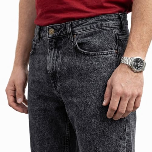 Image of Men's Baggy Jeans - Relaxed Fit Streetwear Denim Pants | Oversized Wide-Leg Mid Rise Jeans (in, Numeric, 30, Regular, Standard, Charcoal Gray)