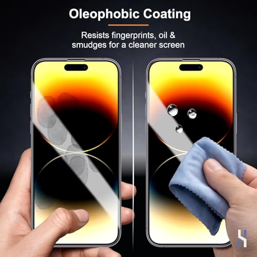 Image of Tempered Glass for iPhone 14 Pro Max (6.7 Inch) Military Grade 9H Screen Guard, Anti-Scratch, Shatterproof, Edge-to-Edge Full Coverage - Black Border