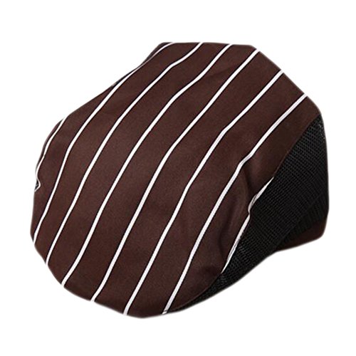 George Jimmy Fashion Cook Hats Hotel Cafe Breathable Mesh Chef Hats Waiter Hat Kitchen Cooking Chef Cap-Coffee Stripe