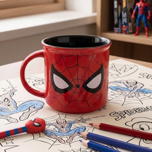 Image of Clay Craft Official Compatible with Marvel Spider-Man Face Print Mug | Premium Ceramic Coffee /Milk Mug, 400 ml | Superhero Gift for Kids & Adults | Microwave & Dishwasher Safe