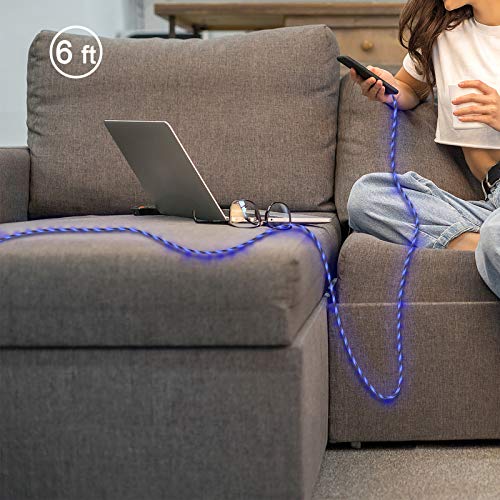 Image of Light up iPhone Charger Cord, LED Lightning Cables 1 Pack | Apple MFi Certified | USB Fast Charging Cord for Apple iPhone 13 12 11 Pro Max XR XS X /8Plus /7Plus /6Plus /5s /5c /iPad More (Blue, 6ft)