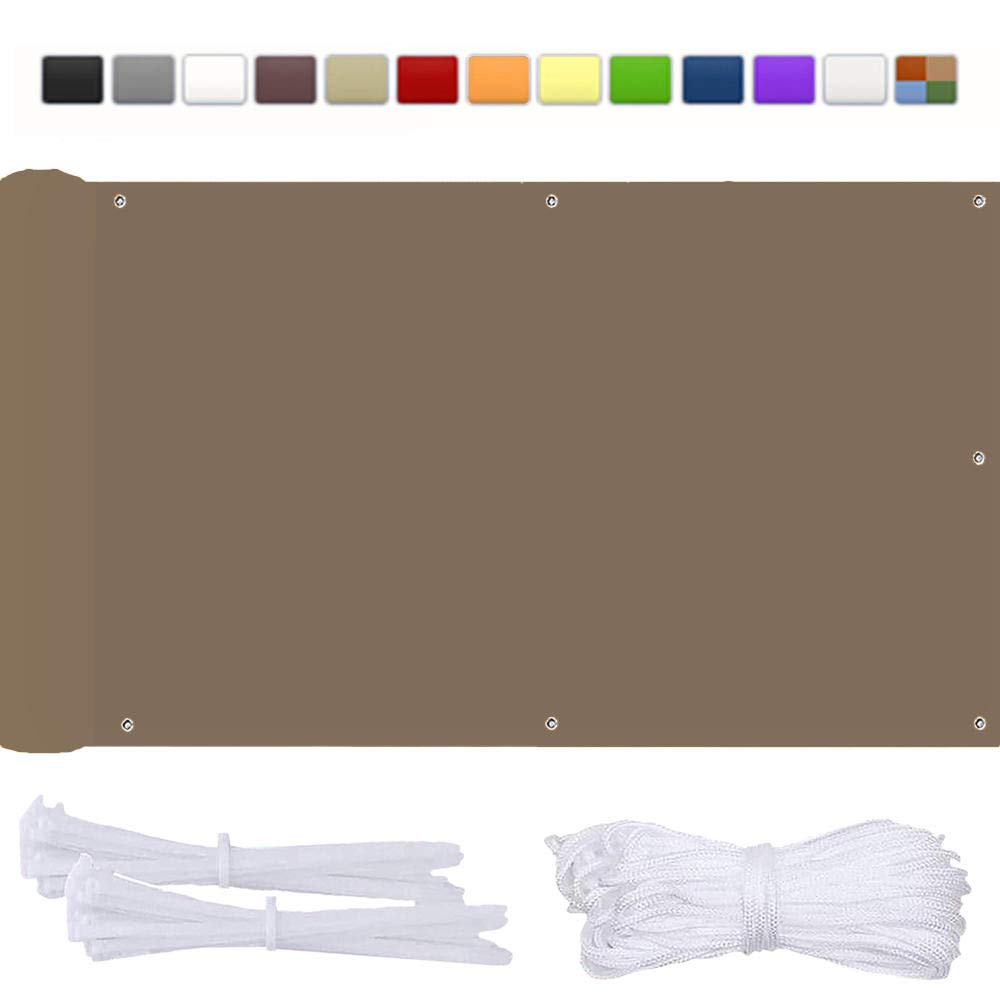 Balkonowa osłona przeciwwiatrowa, odporna na promieniowanie UV, wodoodporna, osłona ogrodzenia tarasowego, 150 x 1000 cm, khaki, zawiera opaski kablowe i linki