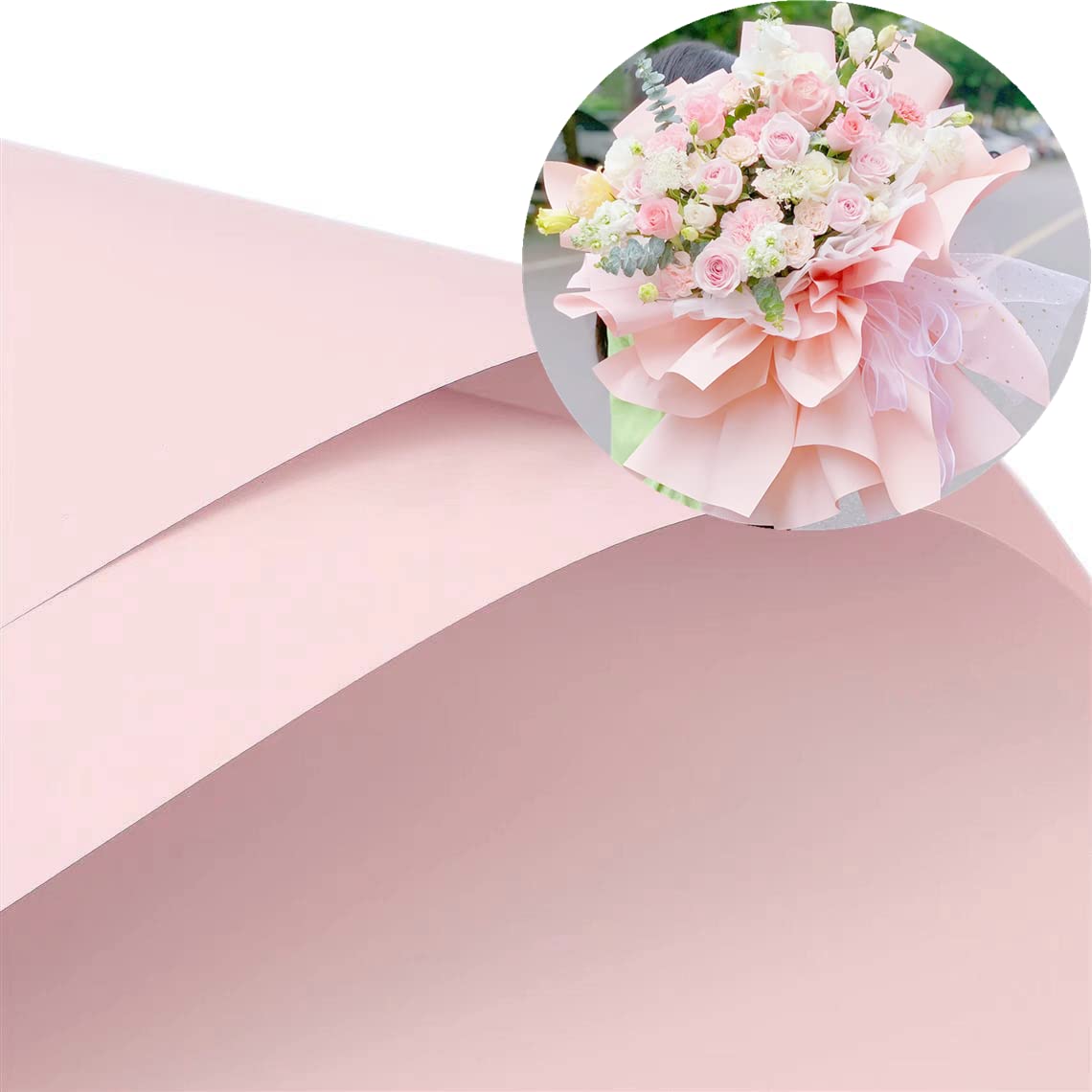 XICHEN 20 Sheets/Korean style waterproof Colors Flower Wrapping Paper,Florist Bouquet Paper,DIY Crafts,gift wrapping paper ouya paper58 x 58cm/22.8x 22.8 inch (Pink)