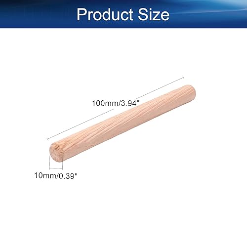 Miniatura 2 de Bettomshin 50 pasadores de madera, 0.394 in de diámetro y 3.937 in de longitud, varillas de madera para clavijas de madera, extremos biselados para